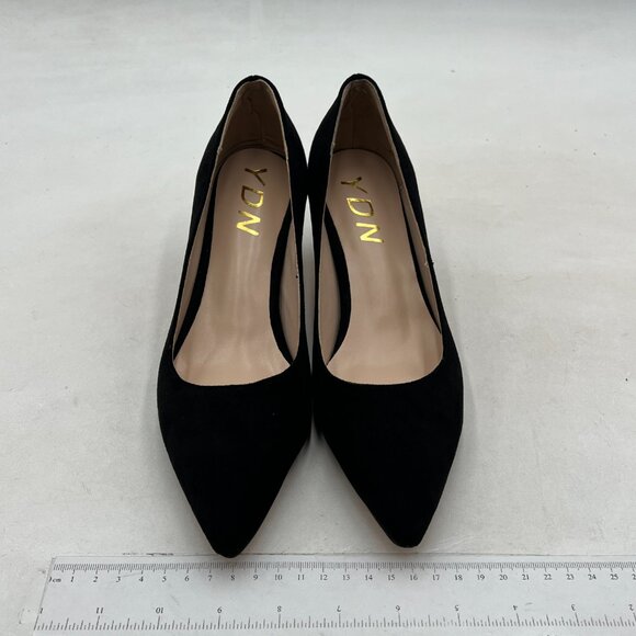 YDN Black Kitten Heeled Pumps Pointed Toe Dress Shoes for Office Lady Soft Suede - Picture 3 of 8